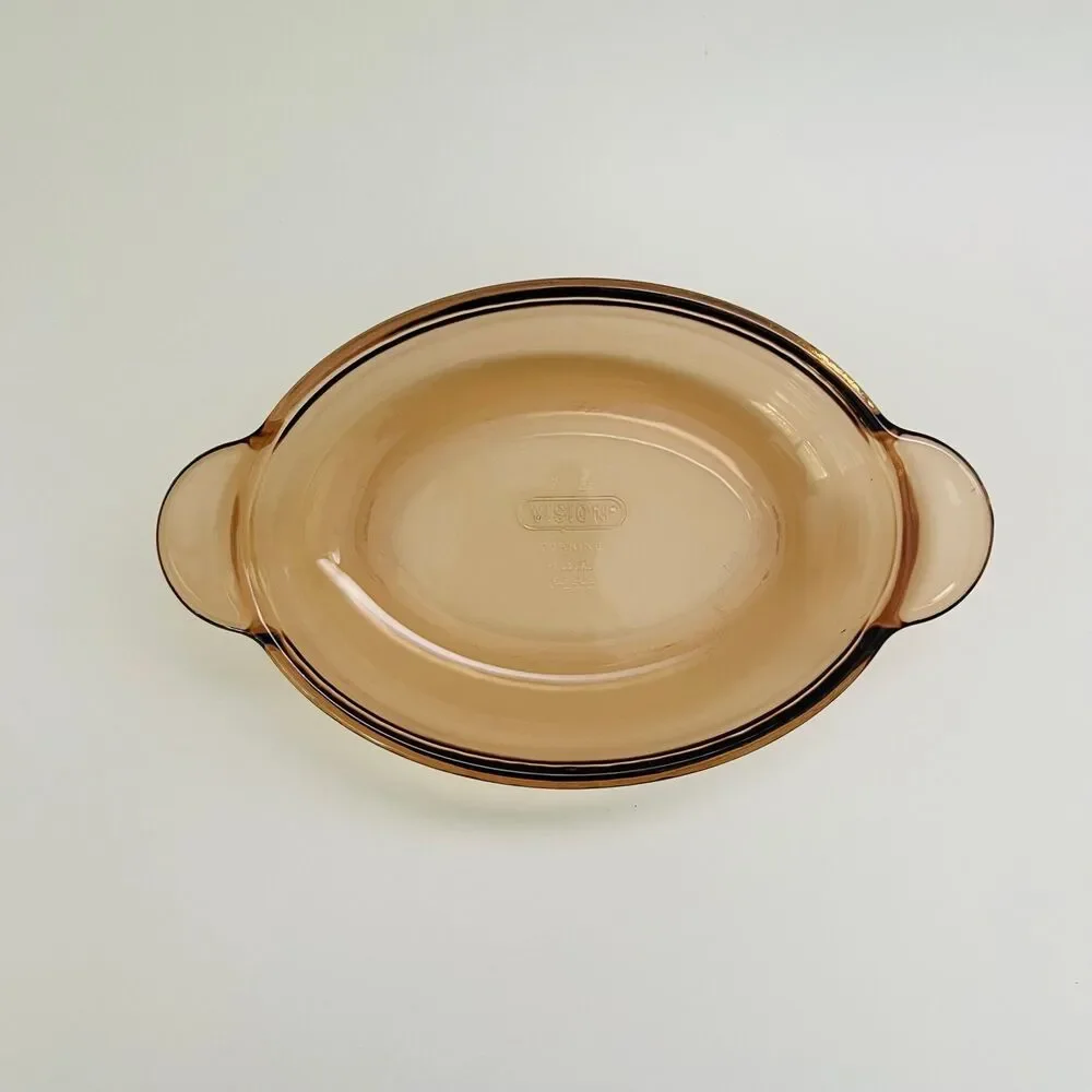 CORNING VISION Amber Glass Individual Oval Serving Casserole Dish